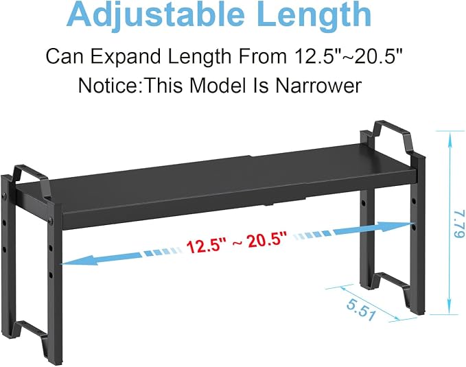 Narrow Expandable Cabinet Shelf Organizer 5.51" Width, Kitchen Counter Storage Shelves Spice Racks, Small Cupboard Countertop Tabletop Shelves Organizers, Expandable Adjustable Stackable, Load 30LBS - Image 2