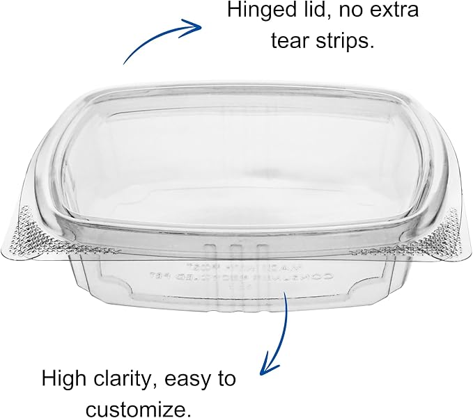 8oz RPET Clear Hinged Lid Deli Container -200Pcs - Image 4