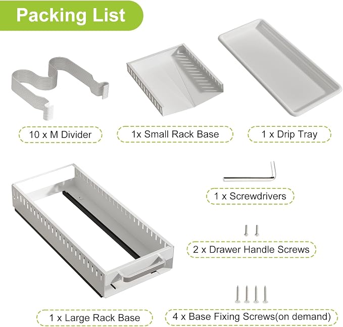Pots and Pans Organizer Under Cabinet with Drain Board, Pull-out Expandable Pot Lid Organizer inside Cabinet Holder with 10 Adjustable Compartment, Rack for Cutting Board, White (Pack of 2) - Image 5