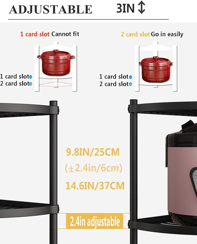 MAGCOLOR 5-Tier Kitchen Corner Shelf Rack, Free Standing Pot Rack for Organizer Stainless Steel Cookware Stand - Image 4