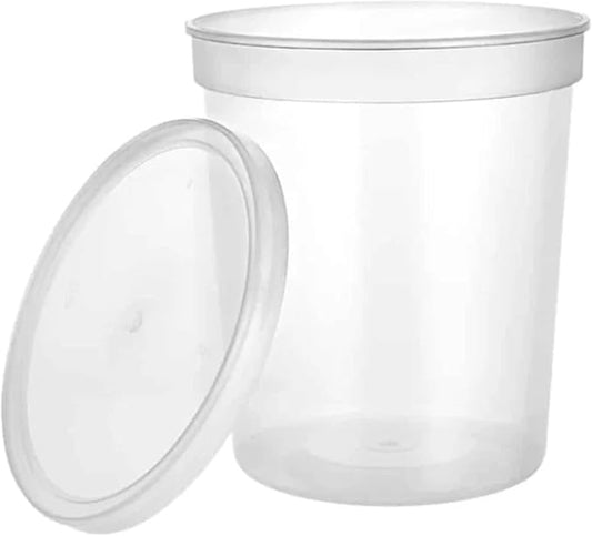 32oz Plastic Deli Food Storage Containers with Lids 400 Count - Round Containers Perfect for Food Storage, Portion Control, Meal Prep, Organization, Liquids, Travel, Home, School (32 Ounces) by EcoQuality