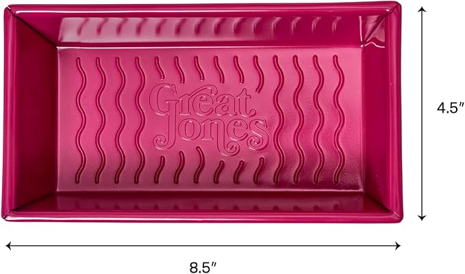 Great Jones Nonstick and Non Toxic Loaf Pan - 8.5 x 4.5 (Raspberry) | Pink Heavy-Duty Aluminized Steel Bread Pan | Ridged Bottom for Easy Release, Oven-Safe 450°F, Dishwasher-Friendly - Image 2
