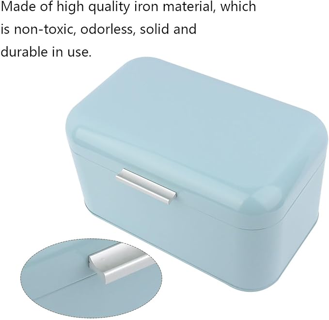 Cocoarm Solid Color Bread Box for Kitchen Countertop, Metal Bread Storage Bin Large Capacity Kitchen Storage Container for Pastries,Loaves, Dry Food (Blue) - Image 2