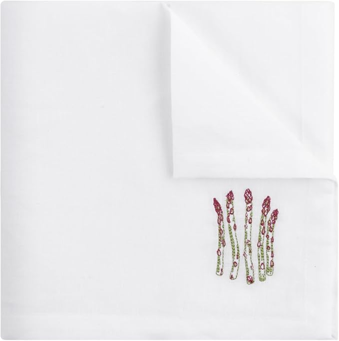 White Linen Napkins Set of 4-100% Pure Linen Embroidered Dinner Napkins 19 x 19 Inch for Spring, Summer Memorial Day - Botanical Embroidery (Garden Harvest Collection) - Image 6