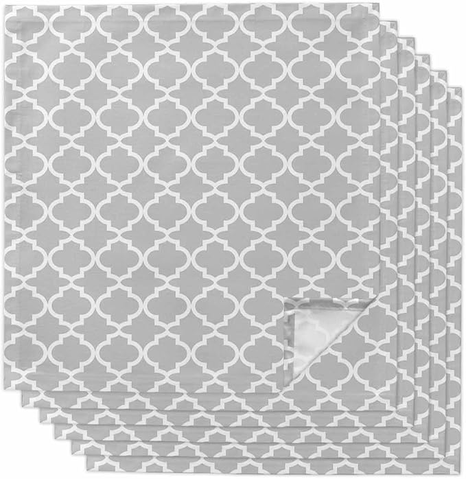 Cloth Napkins Set of 6-20x20 Inches, Light Gray Washable Reusable Table Napkins, Minimalist Boho Abstract Ethnic Motifs Soft & Absortbent Dining Napkin for Party Wedding Hotel Restaurant by Unknown