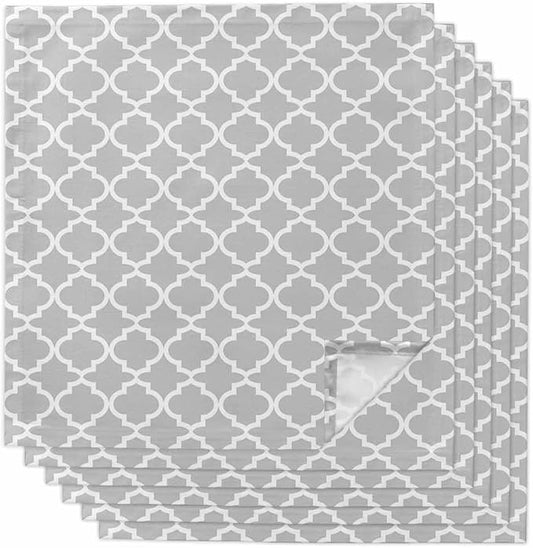 Cloth Napkins Set of 6-20x20 Inches, Light Gray Washable Reusable Table Napkins, Minimalist Boho Abstract Ethnic Motifs Soft & Absortbent Dining Napkin for Party Wedding Hotel Restaurant by Unknown
