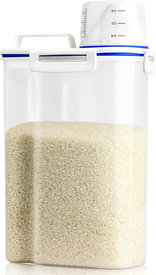 Viretec Rice Storage Container, 3 to 5Lbs Dry Food Airtight Container, Pet Dog Cat Food Canister, BPA Free Clear Plastic Kitchen and Pantry Organization Bin for Oatmeal, Grain, Cereal, Pasta, Flour by Viretec