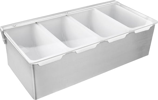 New Star Foodservice 48025 Stainless Steel Condiment Dispenser with 4 Compartments (NO ICE Tray Included) by NewStarFoodservice