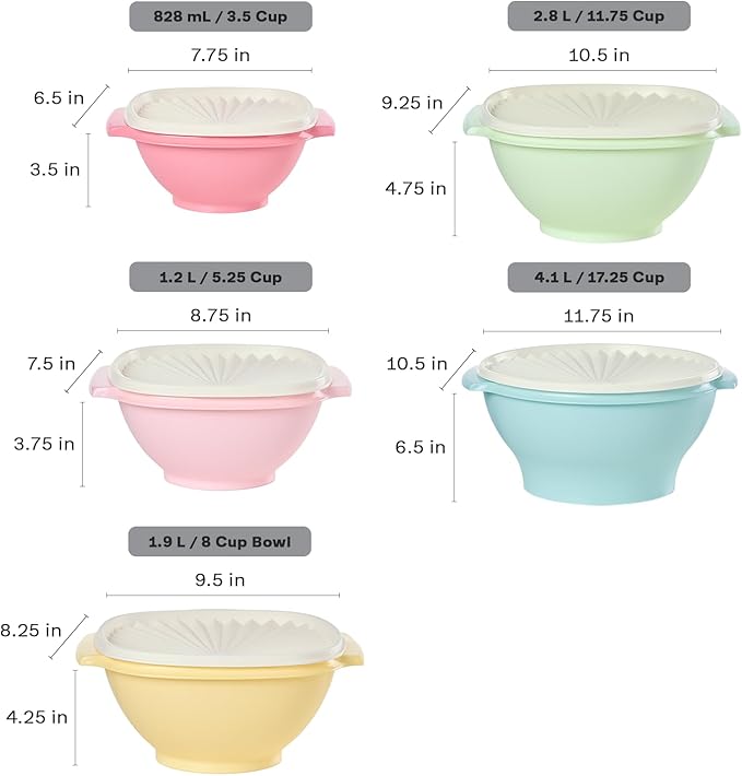 Tupperware Heritage 36-Piece Vintage Pastel Set (18 Containers + 18 Lids) | Plastic Food Storage Containers with Secure Lids, BPA-Free Materials, & Dishwasher-Safe for Kitchen Storage or Meal Prep - Image 4