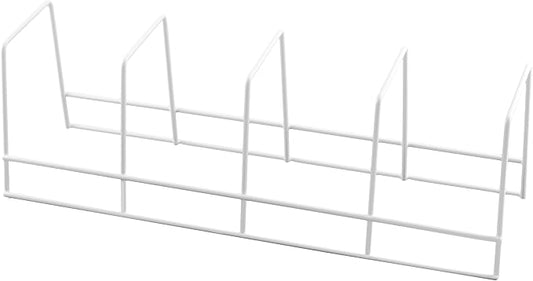 YBM Home Wire Dish Storage Rack for Plates, Cutting Boards, Bakeware, Pots and Pans, Serving Trays, Lids, and Other Cookware, 4 Section Plate Holder for Cabinets and Cupboards, White 2551 by YBMHome