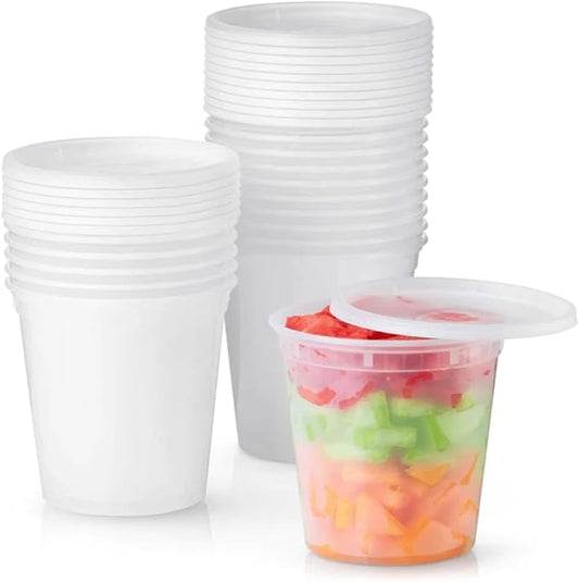 32 Oz Deli Containers with Airtight Lids | Heavy Duty BPA Free Food Storage Cups for Soup Meal Prep Slime Leftovers | Microwave Freezer Safe Reusable Round Containers | 192 Pack by Unknown