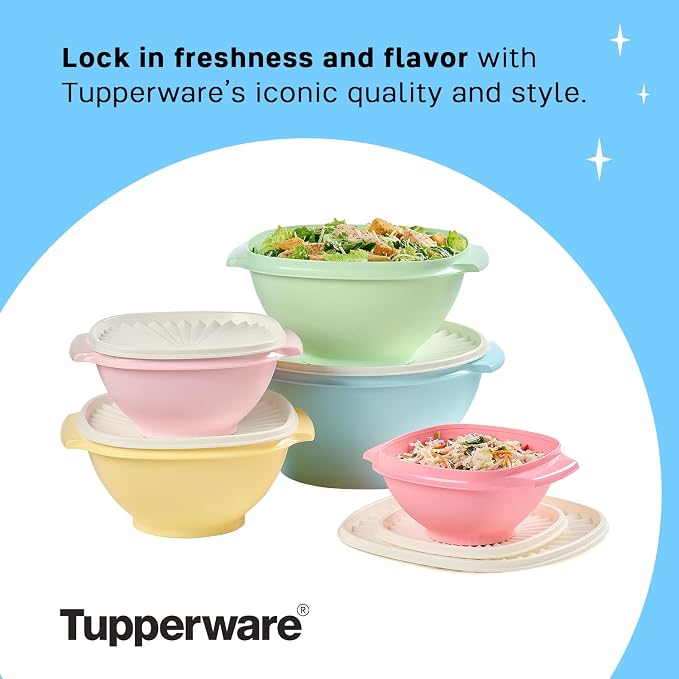 Tupperware Heritage 10-Piece Vintage Food Storage Set (5 Bowls + 5 Lids) | Plastic Food Storage Containers with Secure Lids, BPA-Free Materials, & Dishwasher-Safe for Kitchen Storage or Meal Prep - Image 5