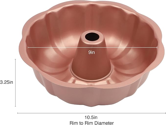 David Burke 9" Fluted Bake Pan – Carbon Steel Bundt Cake Pan – Rose Gold - Image 5