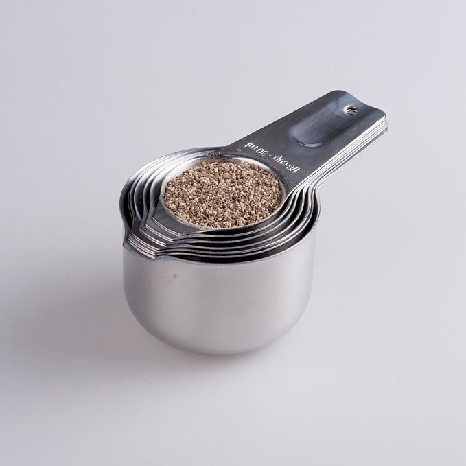 Measuring Cups Set 7, 18/8 Stainless Steel Measuring Cups for Kitchen & Baking, Metric & US Measure Cups for Dry and Liquid, Metal Measuring Tools with 1/8, 1/4, 1/3, 2/3, 3/4 Measure Cups - Image 7