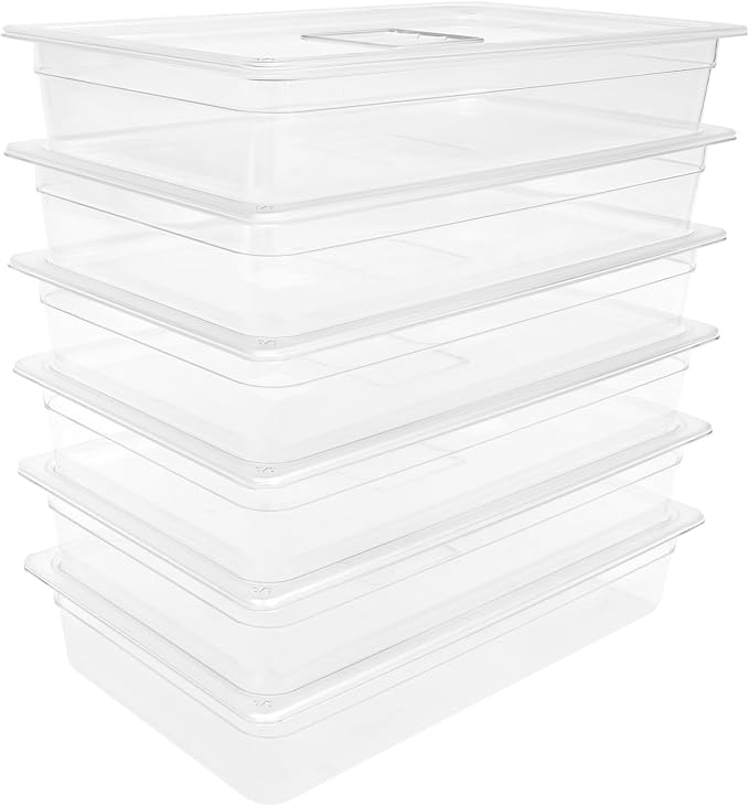 DYNAMI 6 Pack Food Pans with Lids,Full Size 4in Deep Commercial Clear Square Freezer Food Storage Containers,Heat-Resistant,Freezer-Safe To Vegetables,Fruits, Meats, Grains, for Kitchen Restaurant - Image 2