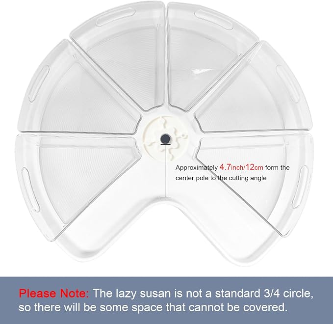 Leeden Lazy Susan Organizer for 26" Diameter Corner Lazy Susan, Plastic Kitchen Cabinet Storage Bins with Handle, 6 Packs, 1/8 Wedge - Food Safe, BPA Free - Image 2