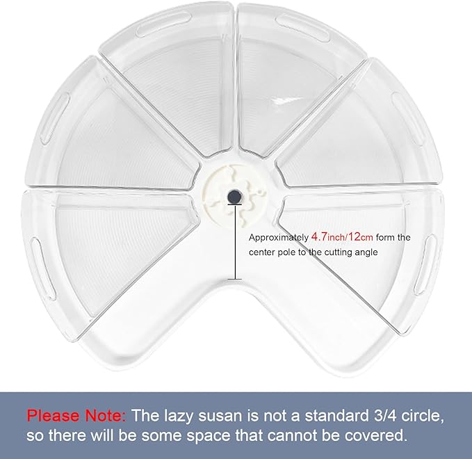 Leeden Lazy Susan Organizer for 26" Diameter Corner Lazy Susan, Plastic Kitchen Cabinet Storage Bins with Handle, 6 Packs, 1/8 Wedge - Food Safe, BPA Free - Image 2
