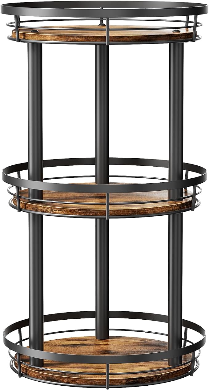 LAMU 10'' Wood Lazy Susan Spice Rack Organizer, 3 Tier Spice Organization for Cabinet, Countertop, Kitchen, Table Top, Pantry, Condiment and Seasoning Rack Organizer by YourHome-OrganizationHelper
