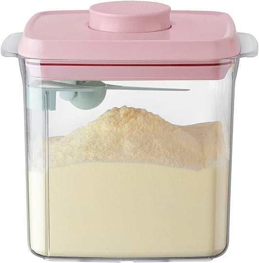 Formula Container - 1700ml Airtight Formula Dispenser One Button Handy Milk Powder Container BPA-Free Storage Containers with Scoop and Scraper Transparent 730g by ANKOU