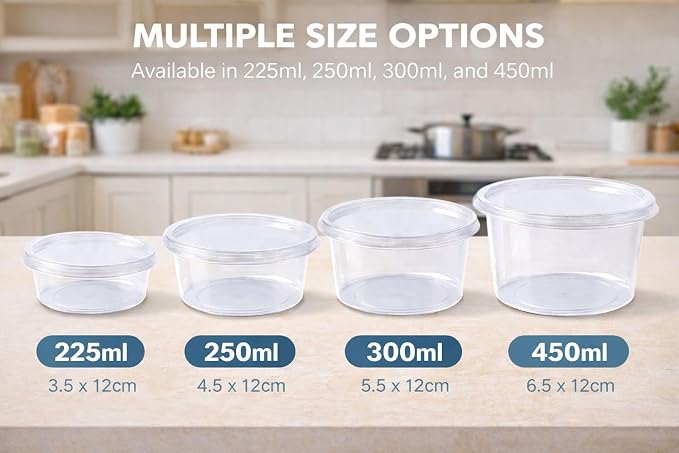 1ABOVE 50 Pack Round Plastic Food Containers with Lids – Reusable Leakproof BPA-Free Meal Prep Storage, Microwave, Freezer & Dishwasher Safe (450ML) - Image 8