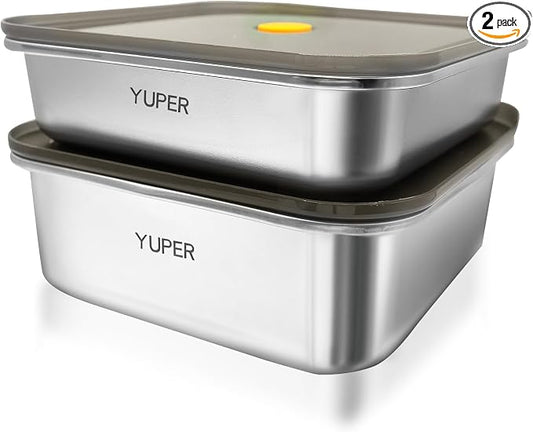 YUPER Stainless Steel Food Containers, 2 Pack (40+67OZ) | Meal Prep Containers with Lids, Perfect for Sandwiches, Fruits, Snacks, Lunch and Leftovers Storage by YUPER