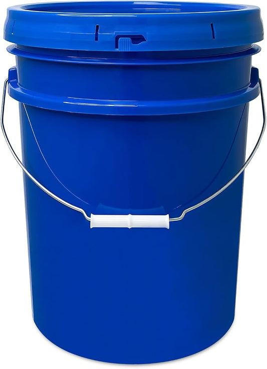 5 Gallon Bucket - Food Grade w/Lid BPA-Free, 60 Pack - Blue | Airtight Gasketed Tear Strip Lid, Heavy-Duty 90 Mil HDPE Plastic Pail, Bulk Storage, Food Safe Durable Container, Made in USA by ePackageSupply