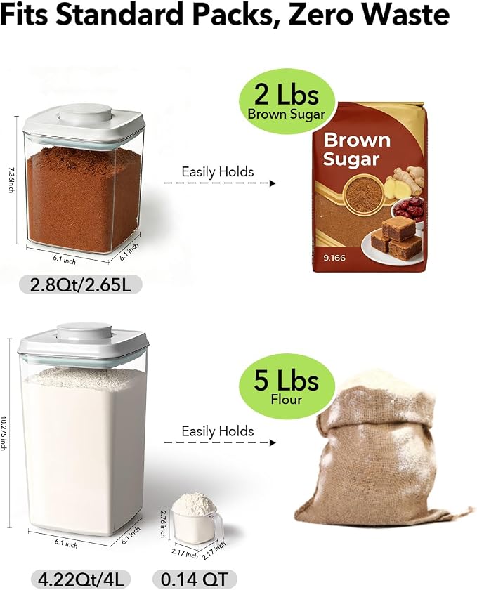 Airtight Food Storage Container with One-Touch Lid, 2.8 QT / 2.65 L Stackable BPA-Free PET for Coffee, Sugar, Spices & Pantry Organization. - Image 6
