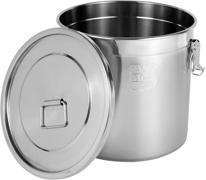DYNAMI 5.5Gal 304 Stainless Steel Airtight Container with Lid and Locking Clamp,17-38Lbs Metal Bucket Stainless Steel Drum Large Canister for Kitchen,Dog Food/Bird Seed/Coffee Storage Container(21L) - Image 6