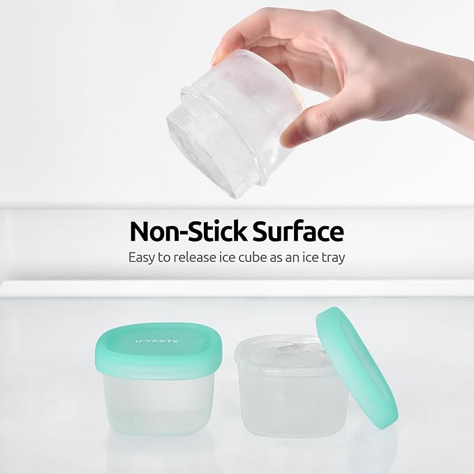 U-Taste Silicone Container with Lids, Small Mini Food Storage, 3oz&6oz*2 | Food Grade Liquid Silicone, Leak-Proof Airtight Lids, Freezer & Microwave Safe, Mini Sauce Tupperware with Clear Measurements - Image 7