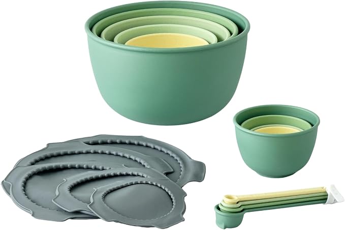 Bamboozle Astrik Mega Baking Bundle| 5 Piece Mixing Bowl Set | Measuring Cups and Spoons | Silicone Lid Set | Cooking and Meal Prep | Dishwasher Safe | Microwave Safe | Fresh Guacamole by Bamboozle