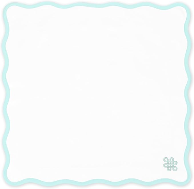 Hofdeco Premium Coastal Cotton Cloth Napkins Set of 4, 20"x20" Washable Dinner for Events, Weddings, Home Use, Muted Aqua Embroidered Endless Knot - Image 4