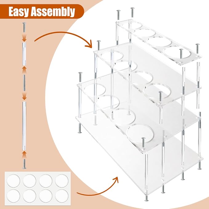 Acrylic 12 Bottle Capacity Coffee Syrup Organizer, 3-Tier Coffee Syrup Rack, Syrup Bottle Holder Stand for Coffee Bar Kitchen Countertop, Family Storage for Syrup Wine Dressing - Image 6