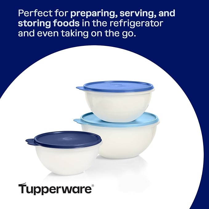 Tupperware Heritage Wonderlier 12 Piece Food Storage Bowl Set in Clear/Blue, Dishwasher Safe and BPA Free (6 Bowls, 6 Lids) - Image 5