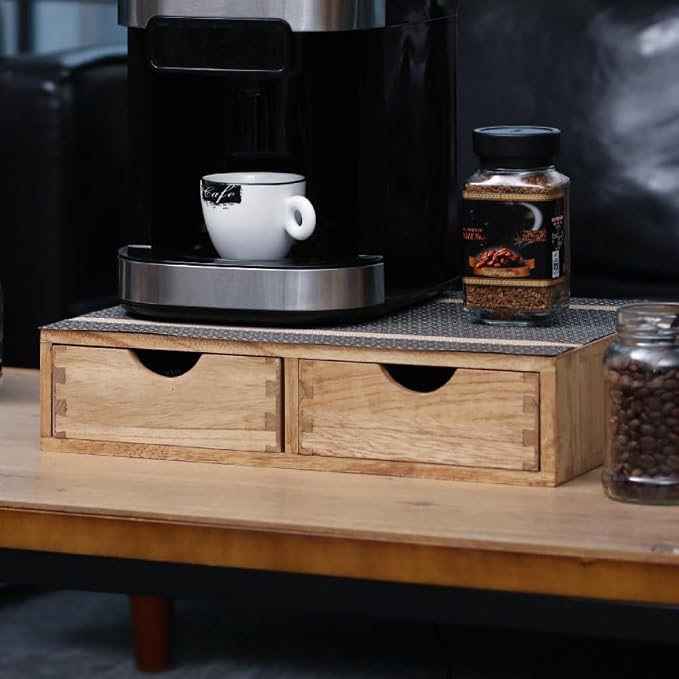 DDYURI Storage Drawer Holder for Capsules Coffee Pod K-cup Organizer /2 Drawers for Counter Organization for Kitchen Utensil Storage Home Decor Office Supplies- Coffee Brewer Accessories Wood 1D2C-LT - Image 7