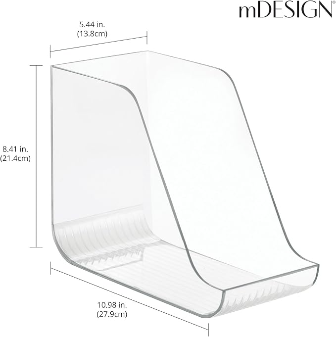 mDesign Can Organisers for Pantries, Fridge Drawers & Fridge Shelves - Kitchen Storage Solutions - for up to 7 Cans of Soda, Food, or Soups - Kitchen Accessories — Pack of 2 - Clear - Image 4