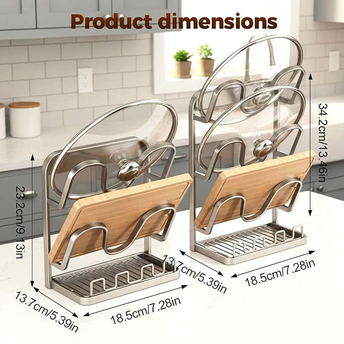 Kitchen Pot Lid Storage Rack, 2026 New Double-layer Rack, Multifunctional Lid Holder for Kitchen Countertop, Compact Pot Lid Stand for Home, Modern Kitchens Organizer for Families (Silver, Double) - Image 7