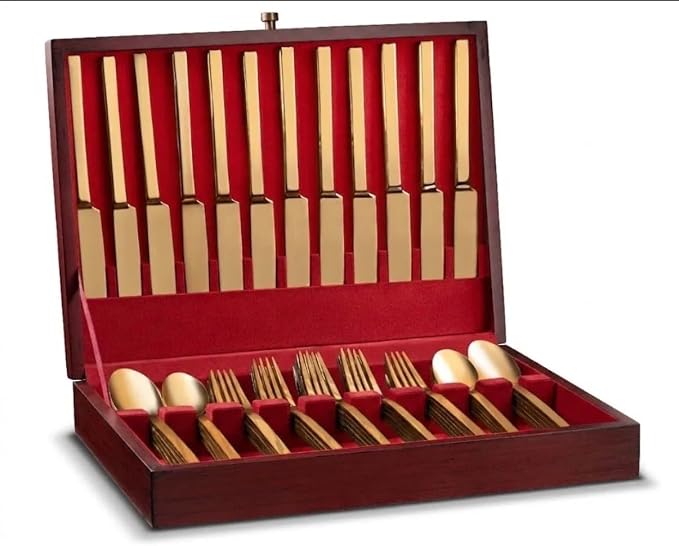 Royalty Art Silverware Storage Box, Flatware Organizer, 15x11x3 In | Flip-open cutlery case, felt lining, tarnish-free, forks knives spoons, elegant dining decor by RoyaltyArt