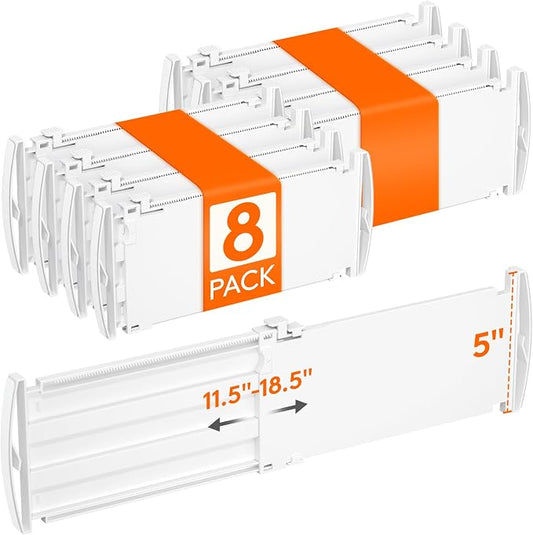 Lifewit 5" Tall Drawer Dividers, Adjustable Deep Drawer Organizer Clothes | 11.5"-18.5" Expandable Plastic Separators for Dresser, Kitchen, Cabinet, Nursery, Office, Socks & Underwear Storage, 8 Pack by Lifewit