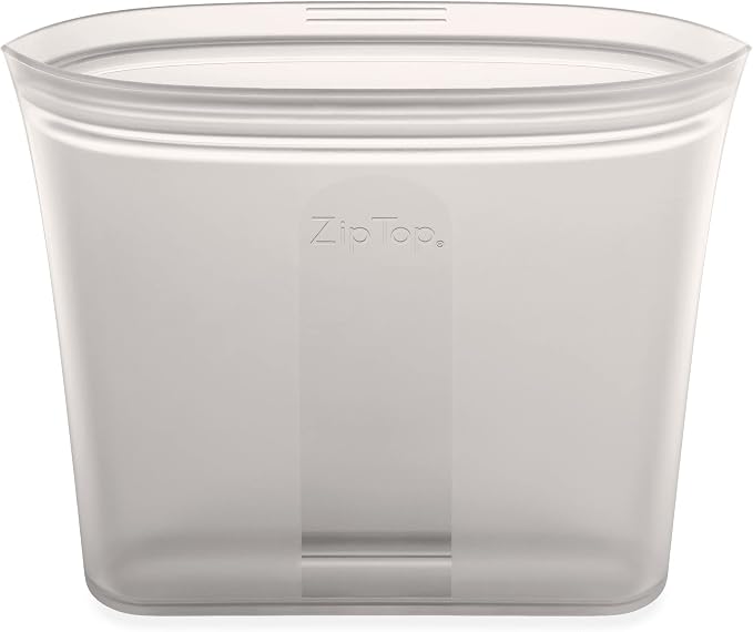 Zip Top Reusable Food Storage Bags | Sandwich Bag [Gray] | Silicone Meal Prep Container | Microwave, Dishwasher and Freezer Safe | Made in the USA by ZipTop