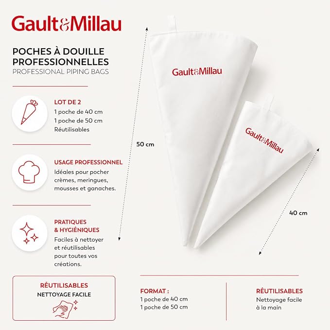 GAULT&MILLAU - Pro Piping Bags x2 - Create pastry decorations - Sturdy and reusable - Set of 2 - Image 2