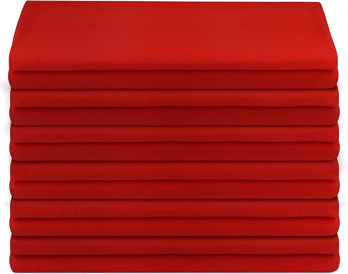 100% Cotton Flour Sack Towels – 12 Pack, 27x27 Inches, Red, Lint-Free, Pre-Washed, Hemmed Edges – Reusable Kitchen Towels for Cleaning, Embroidery, Printing & Crafts - Red - Image 8