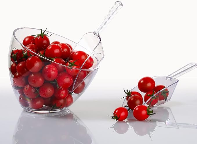 12 Pcs Serving Bowls Kit Include Clear Plastic Bowls for Parties and Popcorn Measuring Scoops Acrylic Plastic Kitchen Angled Candy Scoops for Office Canister Salad Cooking (35 oz) - Image 3