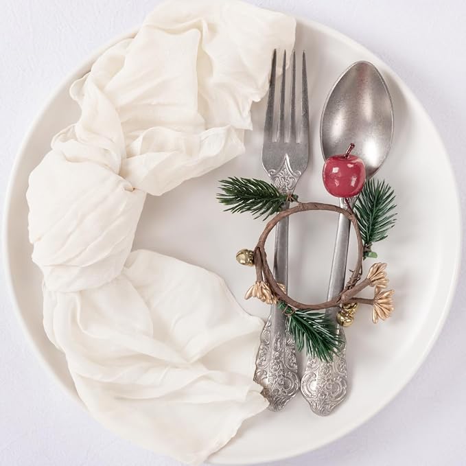 Cloth Napkins Set of 10 21"x21" Reusable Cheesecloth Napkins Bulk Ivory | Boho Rustic Dinner Napkins Washable Gauze Table Napkins Cloth Hemmed Edges for Wedding Bridal Shower Family Gathering Decor - Image 6