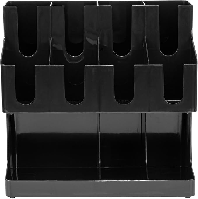 Restaurantware Restpresso Coffee Bar Organizer, 1 Count Durable 11 Compartments, Compact Size, Black Plastic Tabletop Coffee Supplies Organizer For Homes, Office Spaces, Breakrooms, and Lounges - Image 2