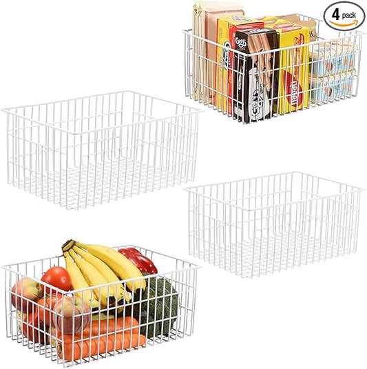 Orgneas Freezer Organizer Bins, Upright Freezer Basket Drawer Organizer Bins, Better Air Circulation Metal Wire Storage Container Bin For Chest Deep Freezers, Easy Sort & Get Food, 2 Large 2 Medium by Orgneas