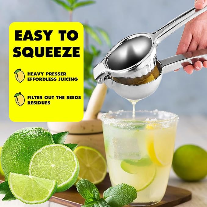 Lemon Squeezer Stainless Steel,Manual Citrus Juice Press Squeezer for Lemons Orange and Limes,Handheld Citrus Squeezer Squeeze Out as Much Juice as Possible (2PC) - Image 2