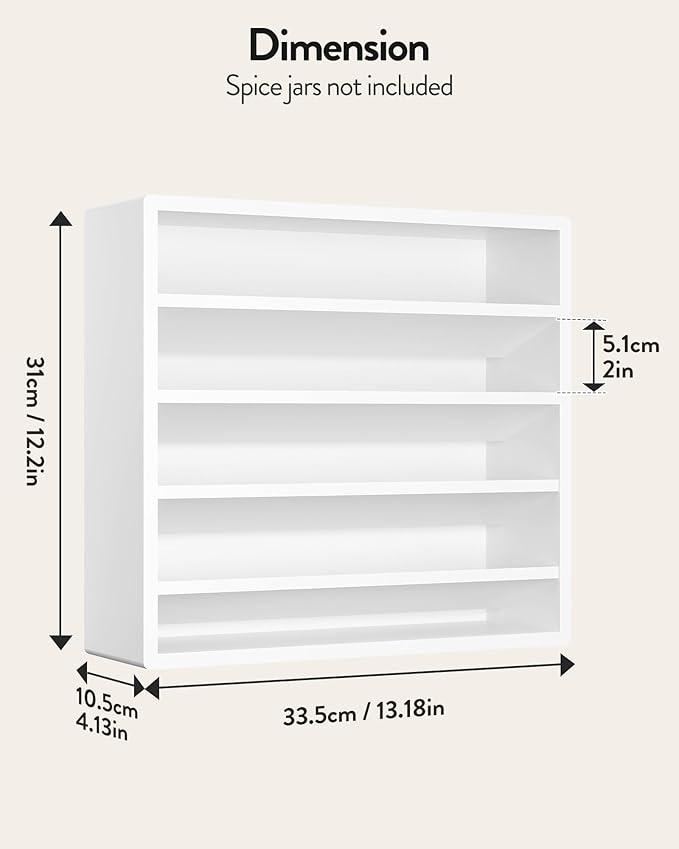 Orimade 4 Tier Spice Rack Organizer for Cabinet, Freestanding Bamboo Seasoning Rack for Countertop, Cupboard, Pantry, Kitchen, 13.18 x 4.13 x 12.2 inches(Spice Jars Not Included), White - Image 7