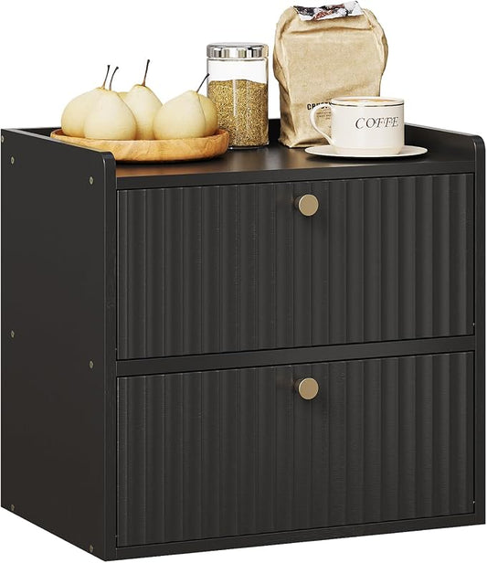 Trironsun Rustic Bread Box for Kitchen Countertop Bamboo Bread Storage Container Bin Double Layer BreadBox Farmhouse Large Capacity Food Organizer Black by TrironsunHome