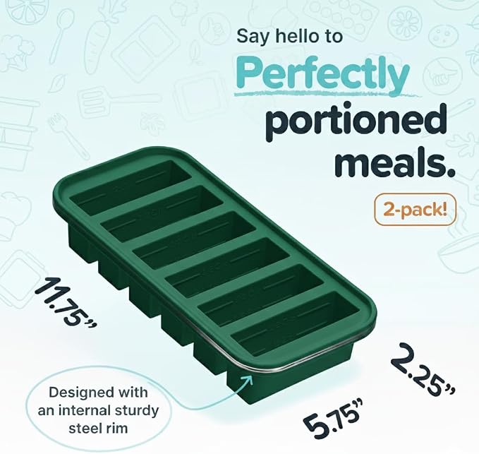Souper Cubes 1/2 Cup Silicone Freezer Molds with Lids, Kale, 2-Pack | 100% Platinum-Cured Silicone Freezer Cubes, Oven & Microwave Safe, Perfect for Freezing Broth, Sauces, Sides and More - Image 5