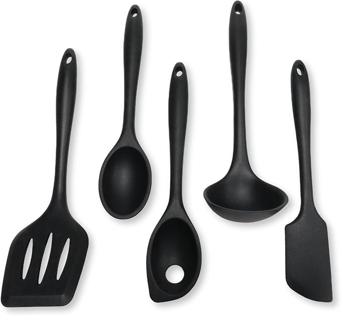 Chef Craft Premium Silicone Kitchen Tool and Utensil Set, 5 Piece, Black by ChefCraft